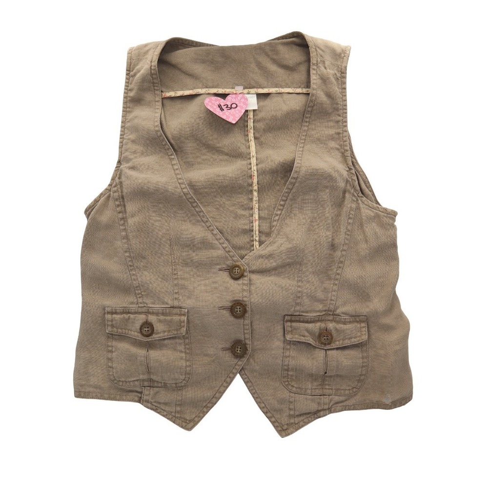 Motherhood Vest Women M Brown Button Front Utility Pocket Cottagecore